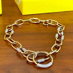 Trina Trunk Pave Link Necklace Gold